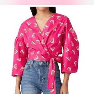 Color Me Courtney Emily watermelon Small Wrap Top Small